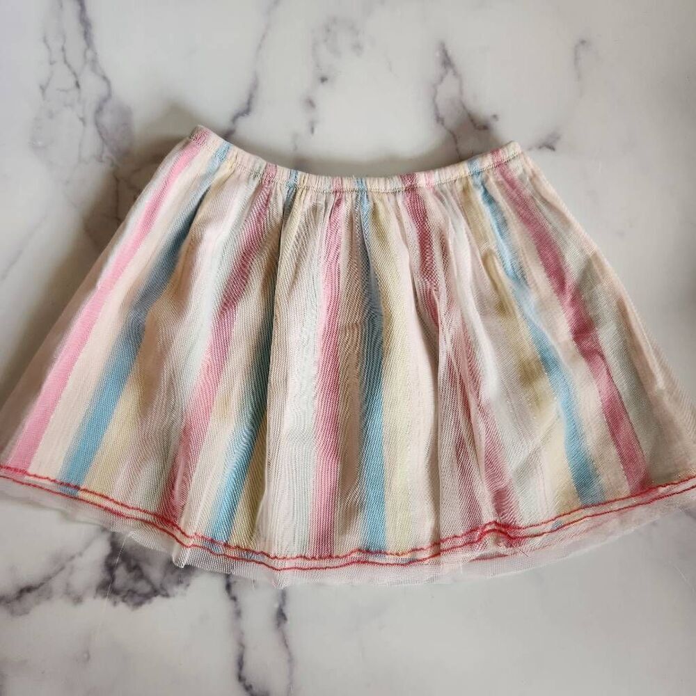 Mila & Emma girls 4t rainbow tutu skirt circus striped pull on red pink blue